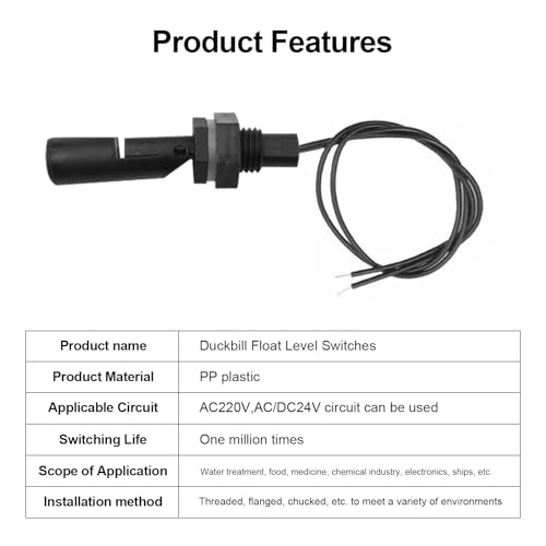 Joycabin 5 Stück Schwimmerschalter Wasserstandssensor, Float Switch, Pegelschalter, Seitlich Montierter Horizontaler Schwimmerschalter, Flüssigkeit Schwimmerschalte für Tank,Pool,horizontal,Aquarium