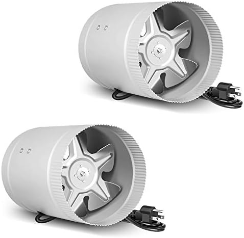 iPower 6 Inch Booster Fan 174 CFM with Low Noise, Inline Duct Exhaust HVAC Vent Blower in Grow Tent, Basements, Bathrooms and Kitchens, 2 Pack