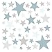 Little Deco DL403 Adhesivos decorativos para pared, en diseño de estrellas, color azul, gris claro, 60 estrellas, para el dormitorio, autoadhesivos