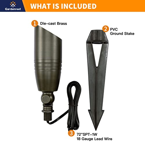 Gardenreet Solid Brass Landscape Spotlight,12V Low Voltage Directional Uplight Outdoor Led Landscape Light Fixture Without Bulb(12 Pack) #TOP6