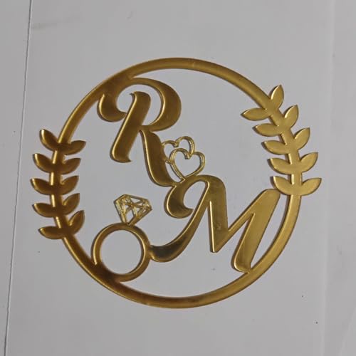 Image of LET'S DIY Personalized Round Acrylic Wall Sign - Custom Couple Initials /Names - Shiny Mirror Gold or Silver - Wedding, Anniversary & Home Decor - Lightweight - Custom Sizes & Shapes Available