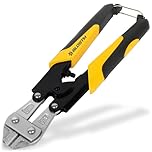 BLOSTM Mini Bolt Cutters 8" - Heavy Duty Wire Cutters Heat Treated Bolt Cutter for Maximum Durability, Chain Cutter with Ergonomic Rubber Grip Padlock Cutter, Fence Wire Cutters (Yellow)
