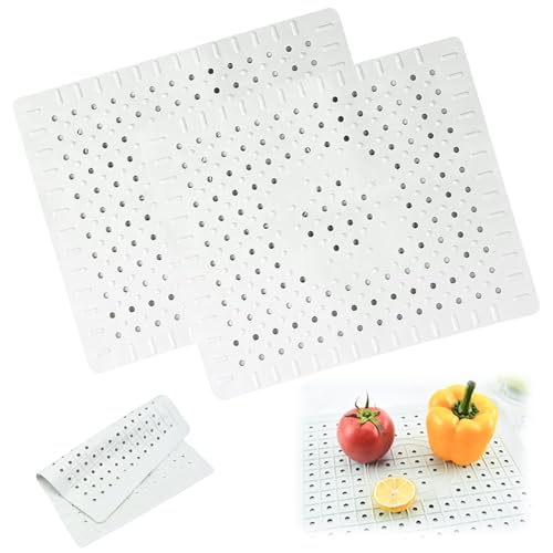 Inserto para Fregadero, 2 Piezas Alfombrilla Fregadero Cocina, 31 x 26 cm Almohadilla de Fregadero Cuadrada, Alfombrilla Escurreplatos, Inserto de Goma para Fregadero, para Baño, Cocina y Jardín(Gris)