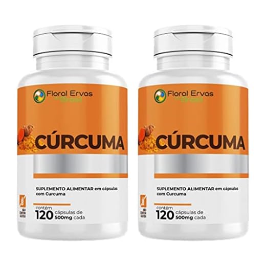 Cúrcuma 500 mg 2x 120 Cápsula Açafrão Tumérico Açafrão Índia