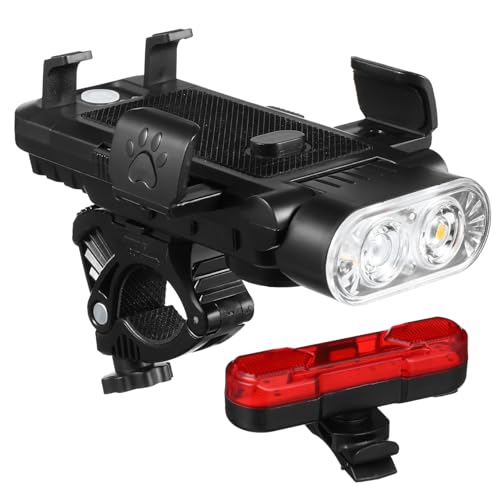 Éclairage vélo frontale rechargeable usb et klaxon avec support téléphone