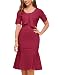 MUXXN Womens Spring Elbow Sleeve Rockabilly Vintage 50s Bridesmaid Dress (Burgundy M)