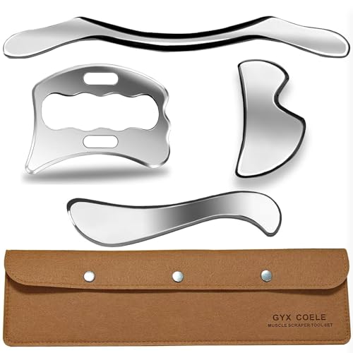 GYX COELE 4 in 1 Muscle Scraper Tool Set, IASTM Physical Therapy Massage Tools with Storage Case,
