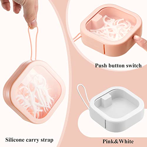 Kathfly 4 Pcs Hair Tie Organizer Portable Hair Accessory Storage Containers Stackable Hair Tie Holder Bobby Pin Holder Cotton Swab Dispenser Hair Accessories Organizer Box (Pink, White) #TOP4