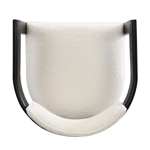 Christopher Knight Home Set of 2 Ryland Modern 26" Counter Height Bar Stools, Boucle Fabric Upholstered Counter Stools,Wooden Kitchen Island Armchair with Footrest, Round Backrest, Milky White+Black by Christopher Knight Home - Used condition - Image 9