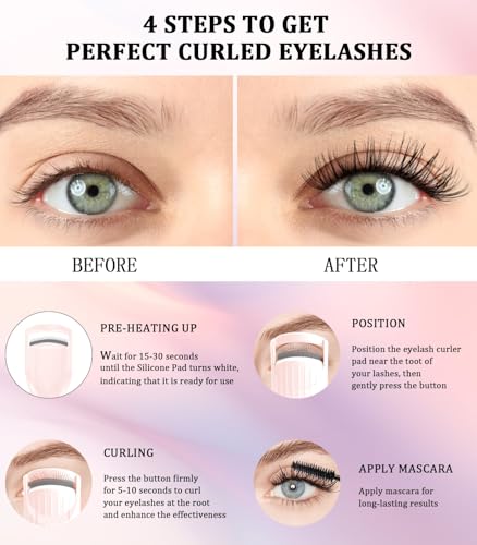 Acavado Modelador de Cílios Aquecido Premium Pro-Aquecimento Rápido Em 8 Segundos-24 Horas de Longa