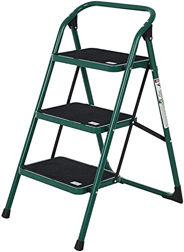 Step Ladder, Folding Step Stool W/Non-Slip Rubber Feet, Load Sturdy Steel Foldable Ladders, Lightweight Portable Stool Stairs, Multi-Use Ladder Stand For Household And Office (3 Step Ladder) #TOP15