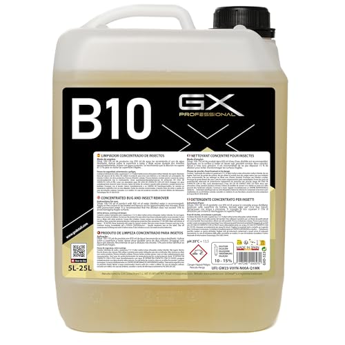 GxDetail Limpiador de Mosquitos e Insectos Concentrado 5 Litros para Coche – Dilución 10% - Elimina Suciedad Difícil en Parabrisas, Carrocería y Faros – Fórmula Potente y Segura – Fácil Aplicación