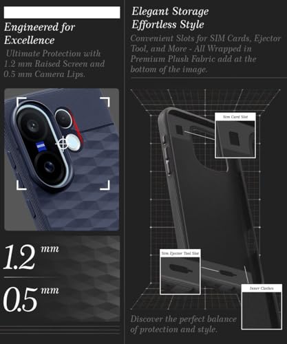 Image of WOW IMAGINE Back Cover for Vivo X200 FE 5G with Hexa Cube Design | Ultra Slim Soft Rubberised Case | Inner Velvet Fabric | Matte Silicone Flexible Mobile Case | Camera Protection - Blue