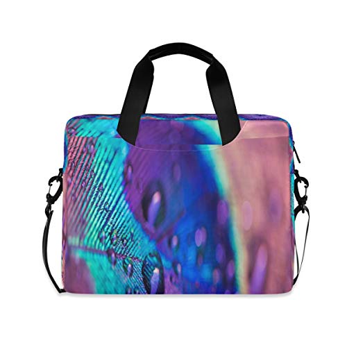 Blue Art Peacock Laptop Shoulder Bag Notebook Computer Handbag Sleeve Table Carrying Case Messenger Bags Fits 15.4 In for Youth 