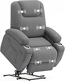 Flamaker Power Lift Chair Massage Recliner Chairs for Elderly - Ergonomic Design with Cup Holders & Side Pockets, Remote Control (Gray)