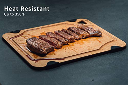 Cutting Board For Kitchen Dishwasher Safe, Toptier, Wood, Fiber , Eco-Friendly, Non-Slip, Juice Grooves, Non-Porous, Bpa Free, Small, Silicone, 11.5 X 9.25-Inch, Natural Slate #TOP3