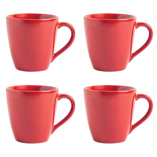 Image of Sipologie Artisan Ceramic Coffee Mug 280ml, Set of 4 - Scarlet