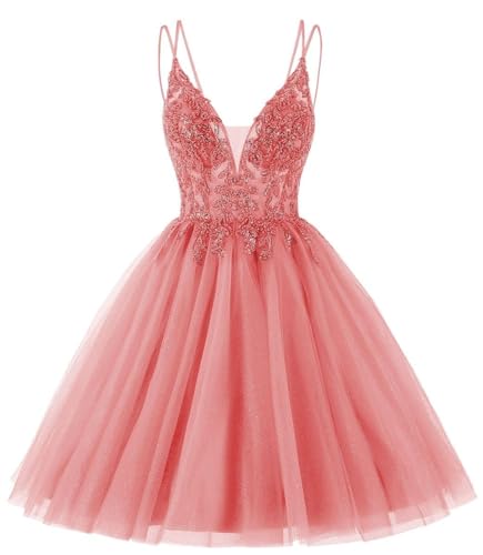 Robe de soirée ado courte pour bal de promo chic et cocktail corail