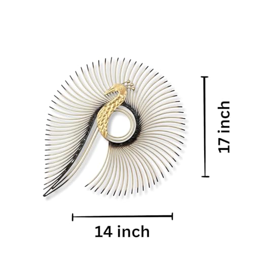 Image of SNS DECOR Metal Peacock Wall Art Decorations | Perfect 3D Wall Sculpture For Living Room, Bedroom, Drawing Room & Office (Small 14x17inch)
