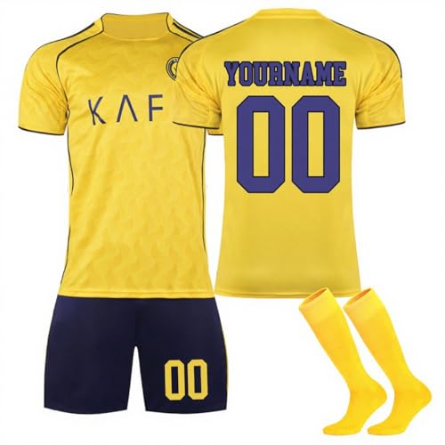 Camiseta Fútbol Al NASSR 25/26 Personalizadas para Hombres y Niño, equipación Fútbol DIY Nombre Número con Conjunto Top Pantalón Corto y Calcetines Regalo de Fútbol
