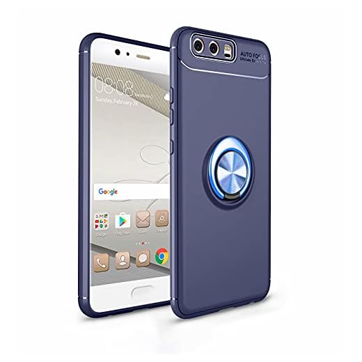 Skal Kompatibel Huawei Honor 8X Ring Fodral|360°Ring Magnetiska Stativ Bilfäste Skydd Cover|TPU Smal Mjuk Silikon Stötsäkert Stötfångare Case|Blå|Härdat glas Film2