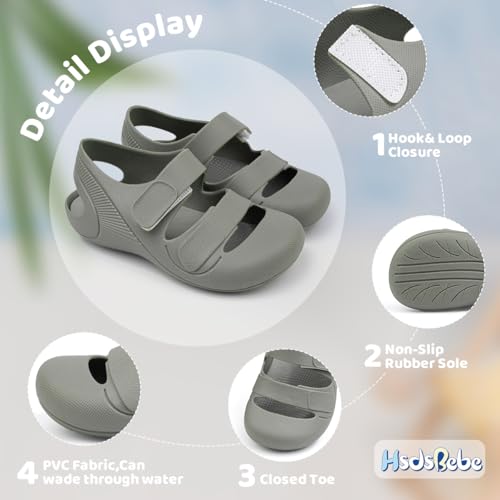 Image of HsdsBebe Little Kids Beach Sandals Toddler Boys Girls Jelly Sandals Closed-Toe With Anti-Slip Rubber Sole Children Summer Outdoor Water Shoes