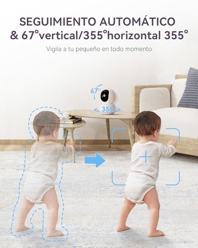 Comfyer Hybrid Video No WiFi&Smart WiFi Baby Monitor para bebé-5" 1080P Split Screen& 2K cámara App Control,Alerta movimiento,Detección sonido,Visión nocturna HD,5050mAh batería, Triple Seguridad,500M - imagen 5
