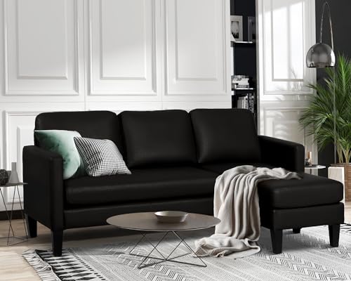 MAGIC UNION Faux Leather Convertible Sectional Couch Sofa L-Shape Sectional
