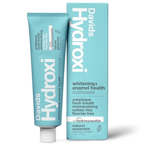 Image of Davids Hydroxi Fluoride Free Nano Hydroxyapatite Toothpaste for Enamel Health & Whitening, Antiplaque, SLS Free, Kid Friendly Spearmint Flavor, 4 oz