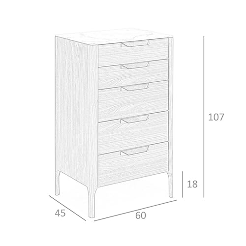 Ángel Cerdá - Chifonier en Madera Nogal con Cinco Cajones y Cierre Retardado - Tiradores en Acero Cobre y Tapa Cerámica - Sinfonier Moderno y Funcional - Almacenaje Amplio - 60 x 45 x 107 cm - imagen 3