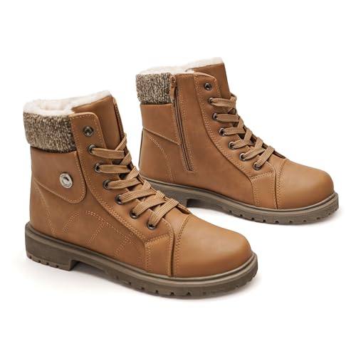 GLAMORA Bottes d'hiver pour femmes imperméables et thermiques avec doublure chaude et semelle antidérapante, bottes confortables avec fermeture éclair pour la marche, le travail ou la randonnée légère