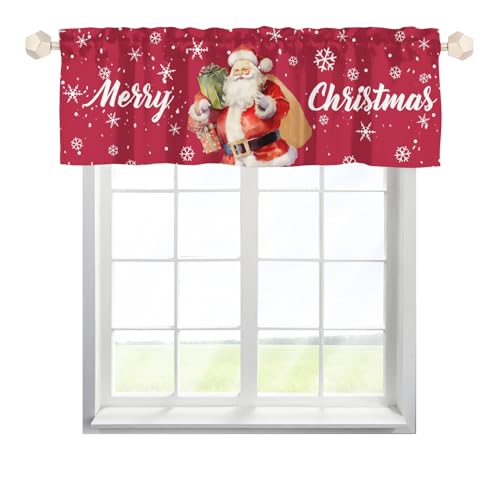 Christmas Valance Curtains,Curtain Valance Window,Blackout Valance Curtains,Rod Pocket Short Window Valance Curtains,Farmhouse Country Window Curtains for Kitchen Window Bathroom Living Room Bedroom