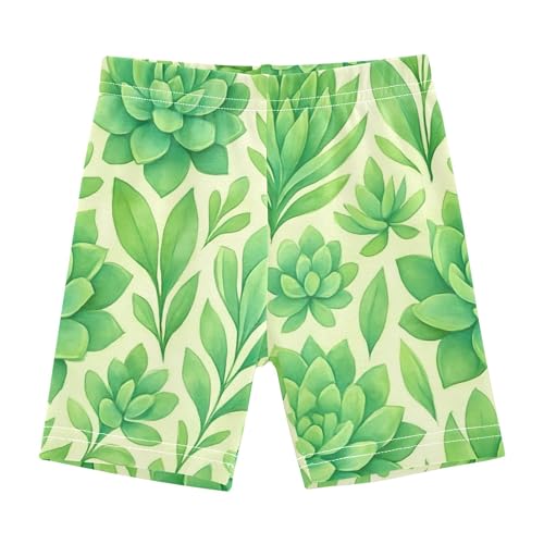Joisal Shorts for Under Dresses Cotton Toddler Girl Biker Shorts 4t Little Girl Watercolor Green Succulents