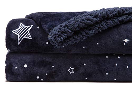 Chanasya Solar System Galaxy Star Space Print Gift Throw Blanket- Featuring Nine Planets Orbiting The Sun Including Pluto Reversible For Bed Couch Birthday (Twin) Navy #TOP6