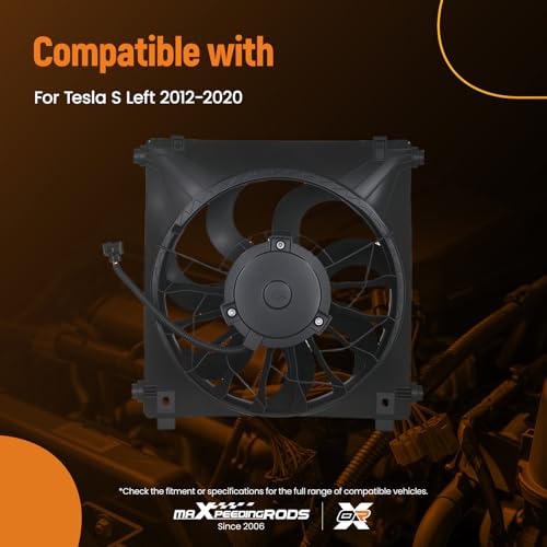 Image of maXpeedingrods Left Side Engine Radiator Cooling Fan with Shroud Assembly for Tesla S 2012-2020, 600761400D 6007614-00-D 6007352-00-F