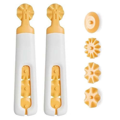 Italian Pasta Cutter with 4 Replaceable Roller Cutters, White and Yellow, Professional Pastry Dough Tool for Baking