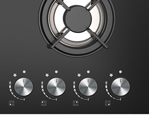 Cookology GGH609BK Gas-on-Glass Hob | 60cm Built-in 4 Burner Gas Hob in Black Glass & Round Cast-Iron Pan Supports
