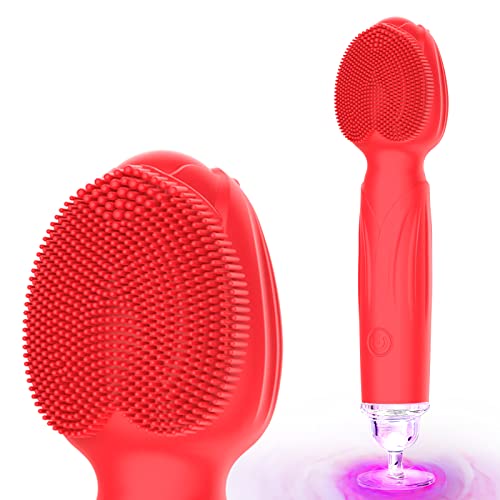 Face Cleansing Brush, Electric Facial Cleansing Brush with Light Massage, 7 Speed Modes Silicone Face Scrubber, Waterproof Sonic Vibration Deep Cleansing and Exfoliating
