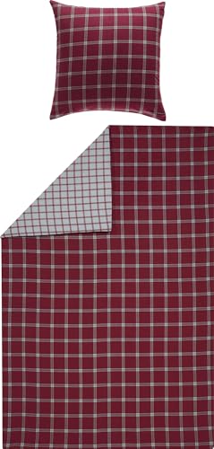 Erwin Müller Flanell Wende-Bettwäsche, Bettgarnitur Karo rot Größe...