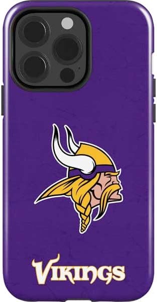 Skinit Impact Phone Case Compatible with iPhone 15 Pro - Officially Licensed NFL Minnesota Vikings Black & White Design