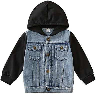 TINXIEA Kids Toddler Baby Denim Jackets Button Down Jeans Coat Ripped Top Fall Cowboy Outwear Clothes for Girls Boys Casual (Hoodies Blue, 18-24 Months)