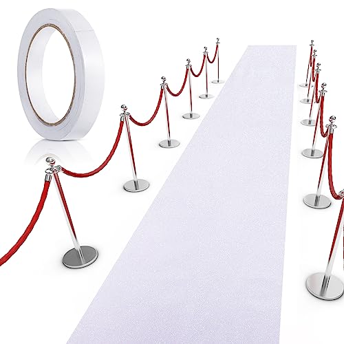 Tatuo Carpet Runner 2.46 x 30 ft Runway Rug 55 GSM Thickness with Carpet Tape for Prom Graduation Wedding Outdoor Indoor Hallway Movie Party Decoration Rug(2.46 x 30 Feet,Glitter White) by Tatuo - Used condition - US$28.39