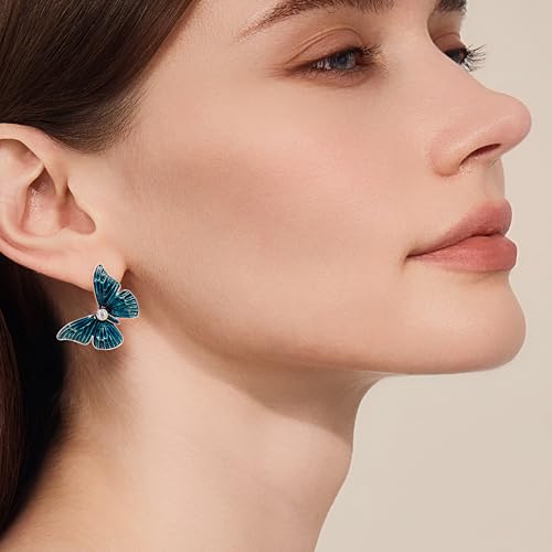 Cicy Bell Butterfly Silver Plated Stud Earrings for Women Trendy Cubic Zirconia Elegant Animal Earrings Jewelry Wedding Party Gifts3