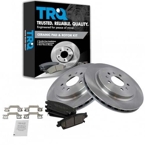 Image of TRQ Rear Brake Pad and Rotor Set Ceramic Vented Rotors