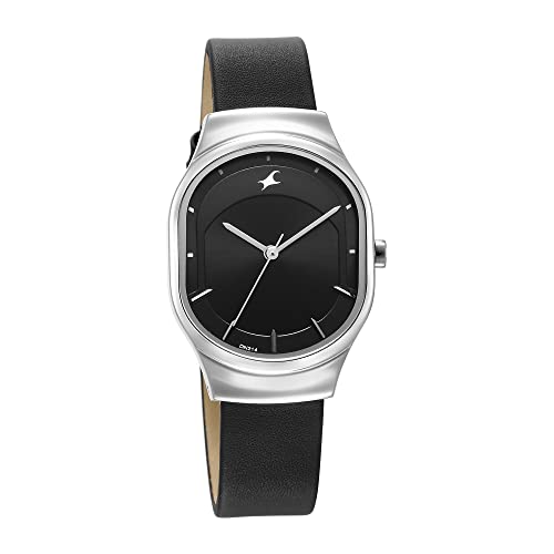 Image of Fastrack Snob X Quartz Analog Black Dial Black Leather Strap Watch for Girls - NS6283SL03