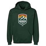 500 LEVEL Denver Summit FC Vintage Primary Logo Men's Hoodie Sweatshirt (Forest Green, Small)
