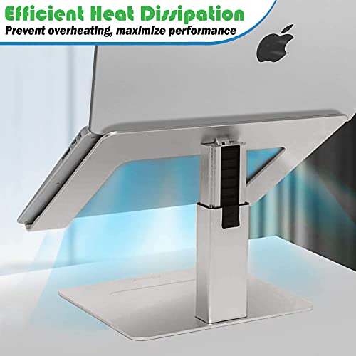 Adjustable Laptop Stand For Desk – Adjustable Height Adjustable Angle Laptop Riser Computer Stand For Desk - Aluminium Metal Laptop Holder - 11” To 17” Inch Mac Macbook Pro Air Dell Hp - Silver #TOP2