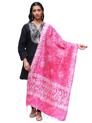 Women's Cotton Silk Dupatta with Floral Printed | Telangana Elegant Flowers Design Stole, Chunni For Girl