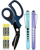 MEUUT 3 Pack Medical Scissors Penlights for Nurse Kits- Two Medical Pen lights with Four Batteries,