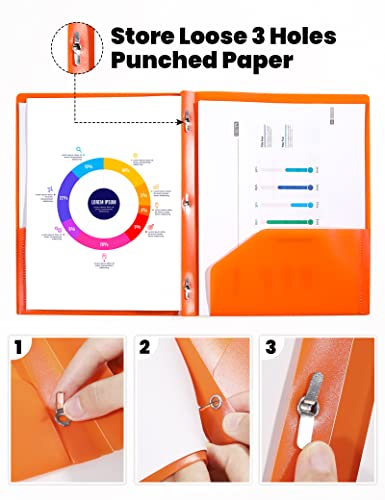 Sunee 2 Pocket Folders With Prongs (6 Pack, Assorted Color) Plastic Folders With Pockets And Prongs Fit Letter Size, Poly Folders With Pockets For School Office Home Bussiness #TOP3